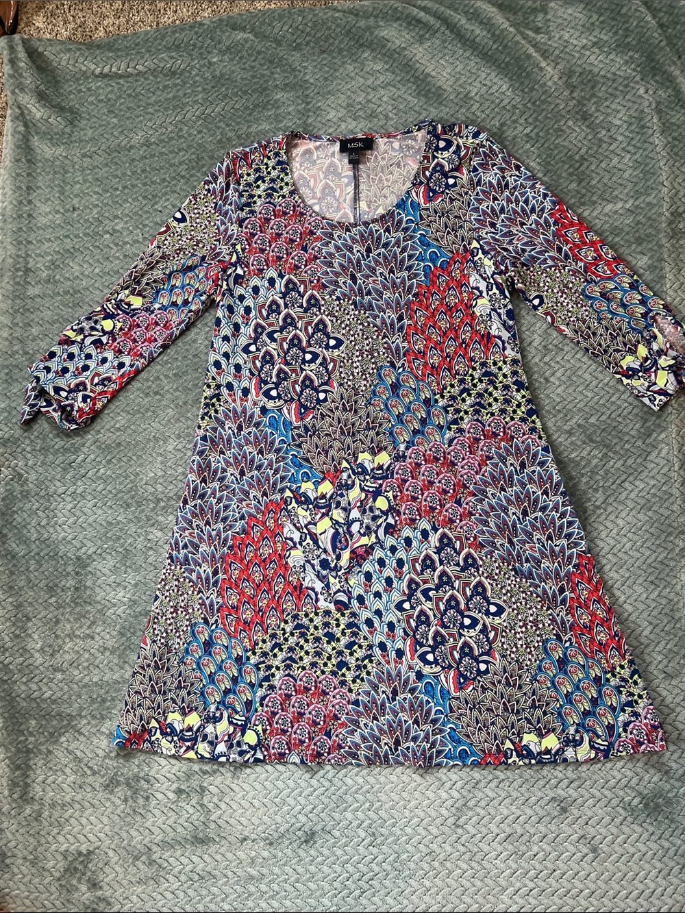 MSK Multicolor Paisley Print Top - Blue, Pink, Red, Green